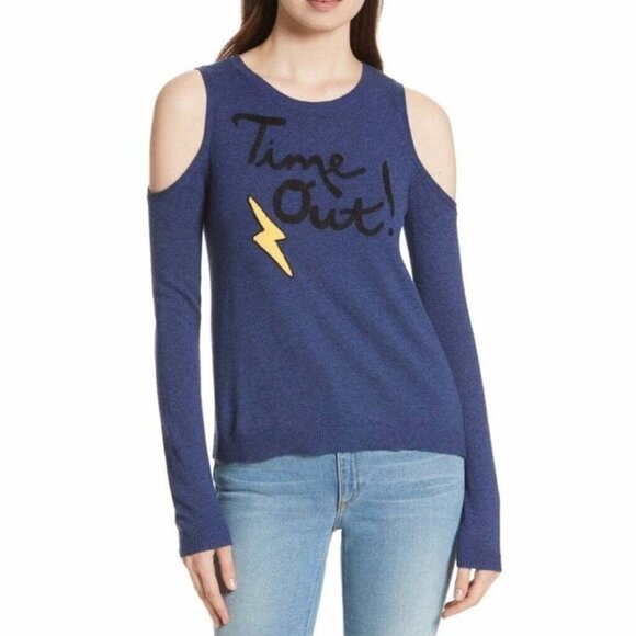 Alice + Olivia Navy and Yellow Crew Neck Sweater - Picture 4 of 7